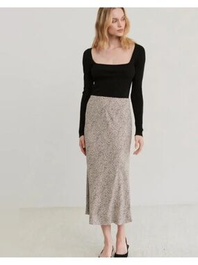 Jenni Kayne Leopard Print Midi Skirt sz M